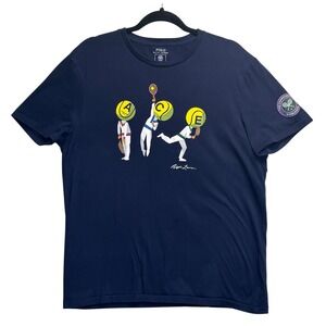 Polo Ralph Lauren Wimbledon 2019 Shirt Sz Large Navy Blue Tenniscore Sport Luxe